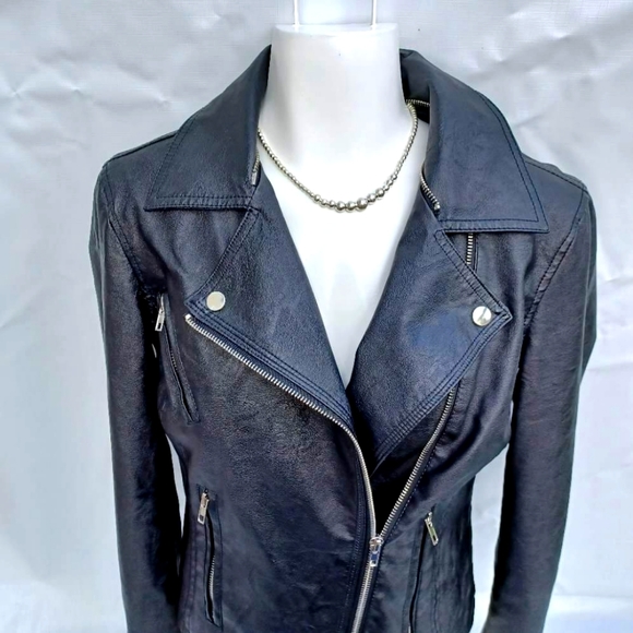 NWOT Faux Leather Biker Jacket - Picture 16 of 16